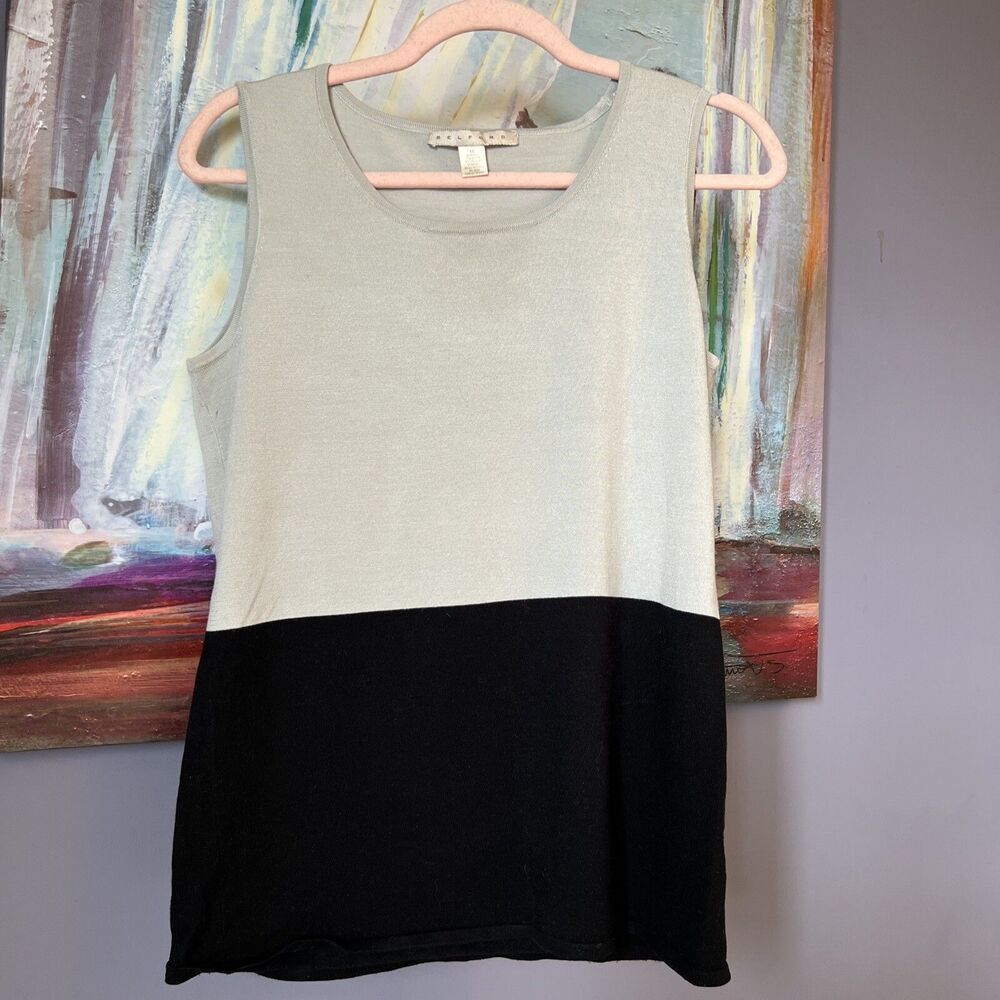 Belford Size M Black Gray  80% Silk Knit Sleeveless Tank